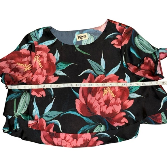 Show Me Your Mumu Candice Crop Top Floral Ruffle Print Woman’s Sz L - Picture 4 of 14
